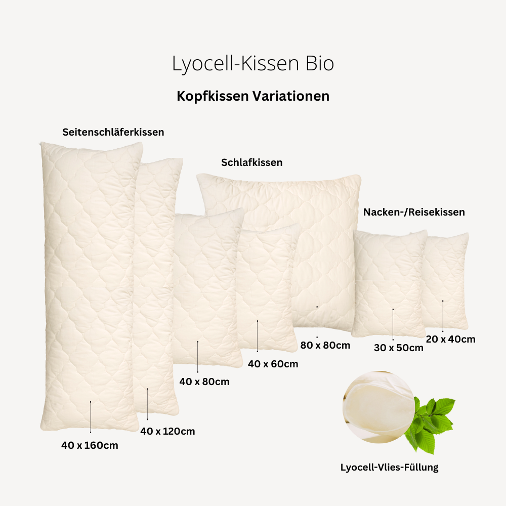 Lyocell-Vlies-Kopfkissen "Lina" mit Steppbezug Bio