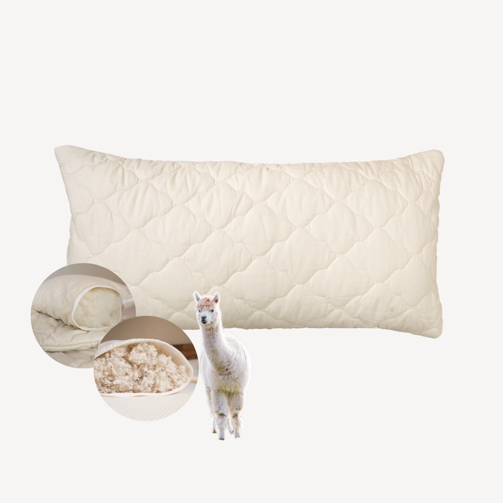 Alpaka-Kopfkissen "Alma" mit Steppbezug Bio