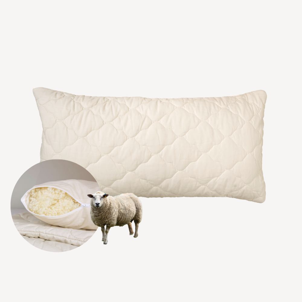 Schafwollflocken-Nackenkissen "Maeve" mit Steppbezug Bio