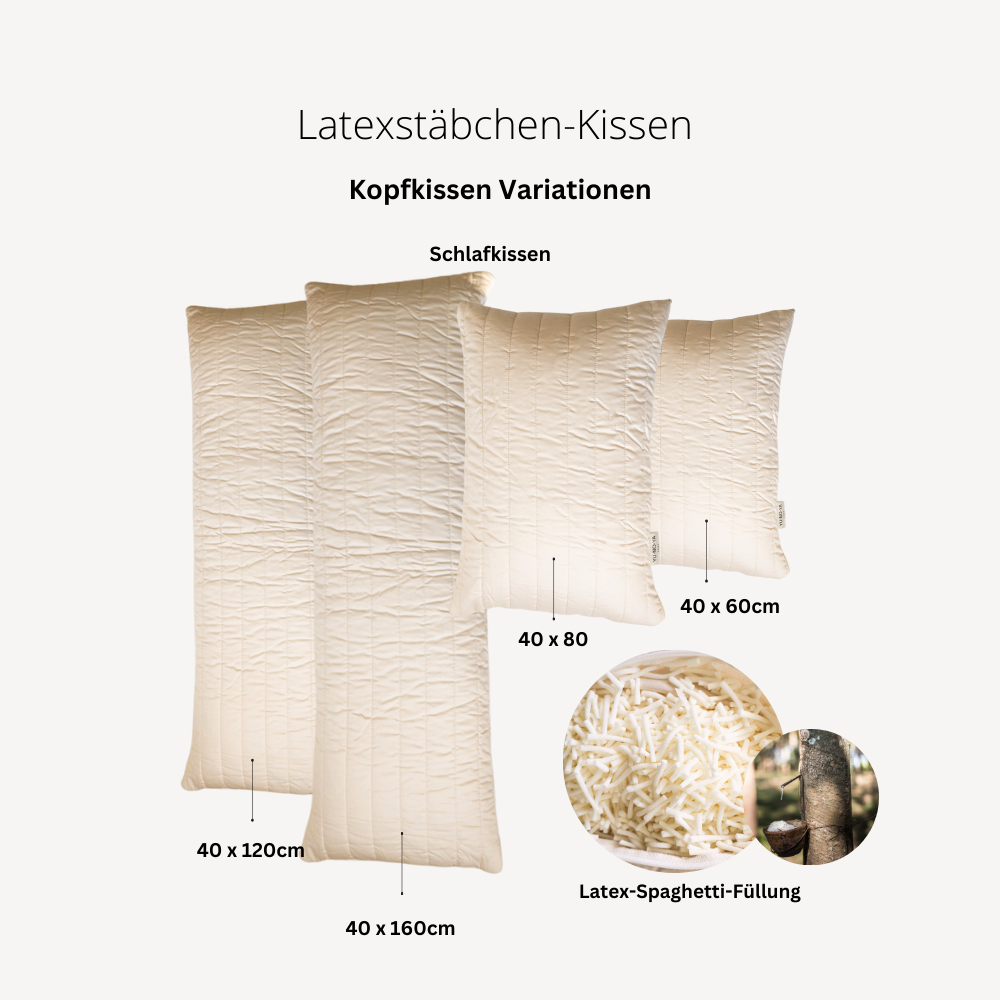 Latexstäbchen-Seitenschläferkissen "Loa" mit Steppbezug